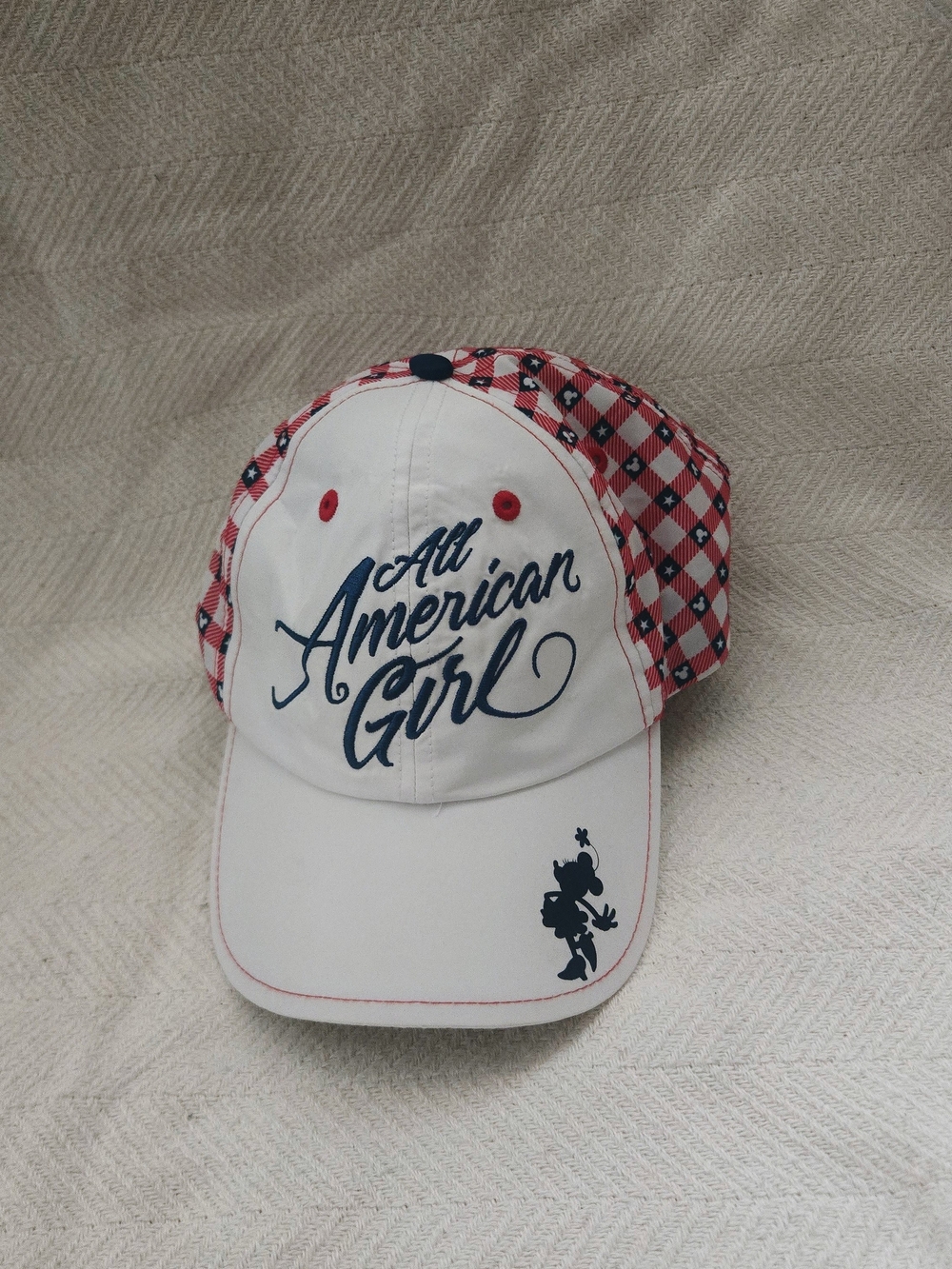 All American Girl Kids' White & Red Plaid Baseball Cap